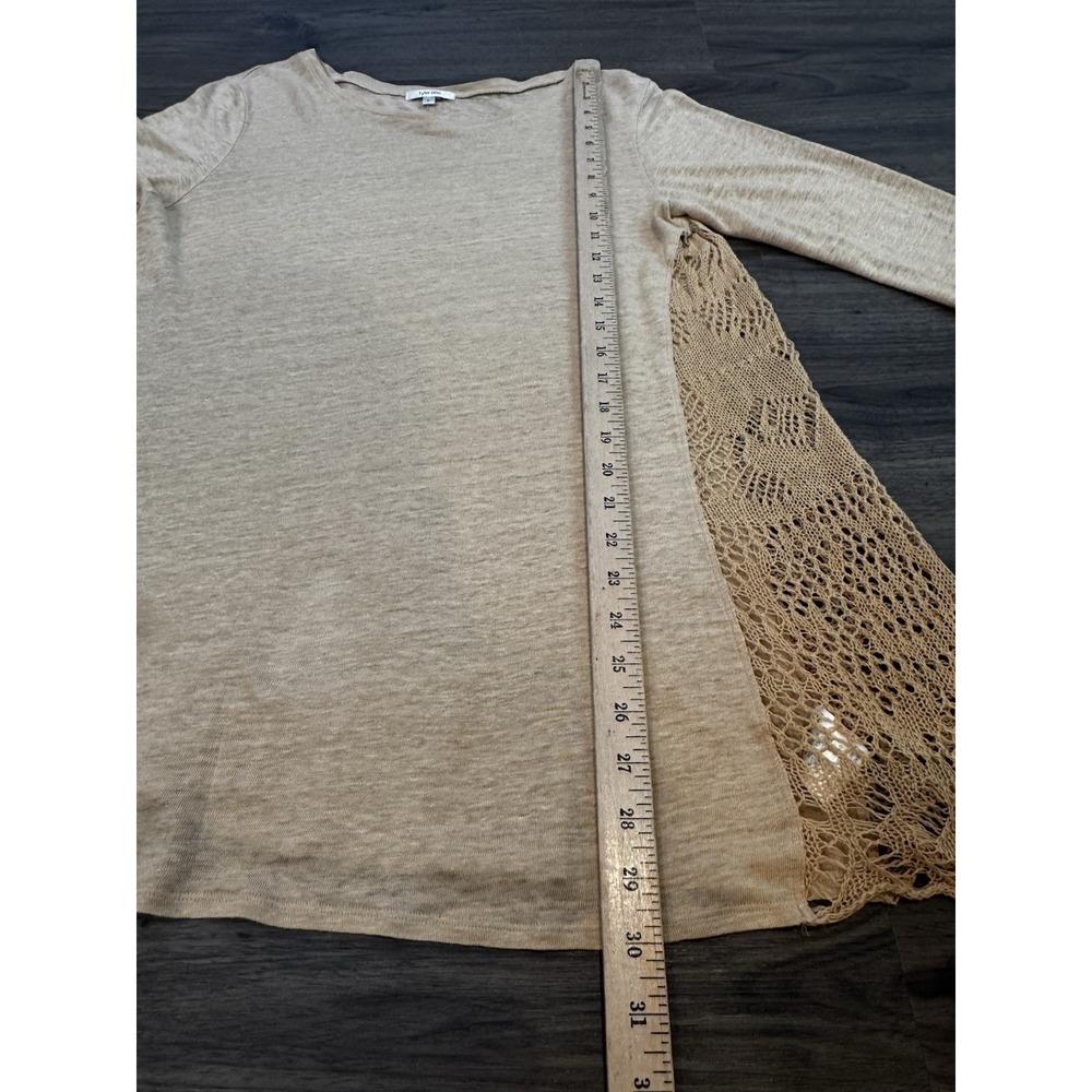 Tyler Boe Linen Top L Khaki Lagenlook Coastal Chic Boho Resort Minimalist - Picture 7 of 14